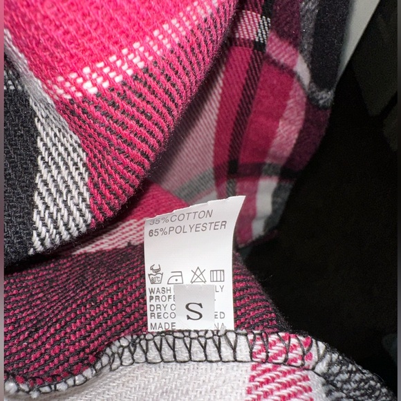 Women’s Pink Flannel Shacket Jacket Plaid Button Down - Picture 6 of 6